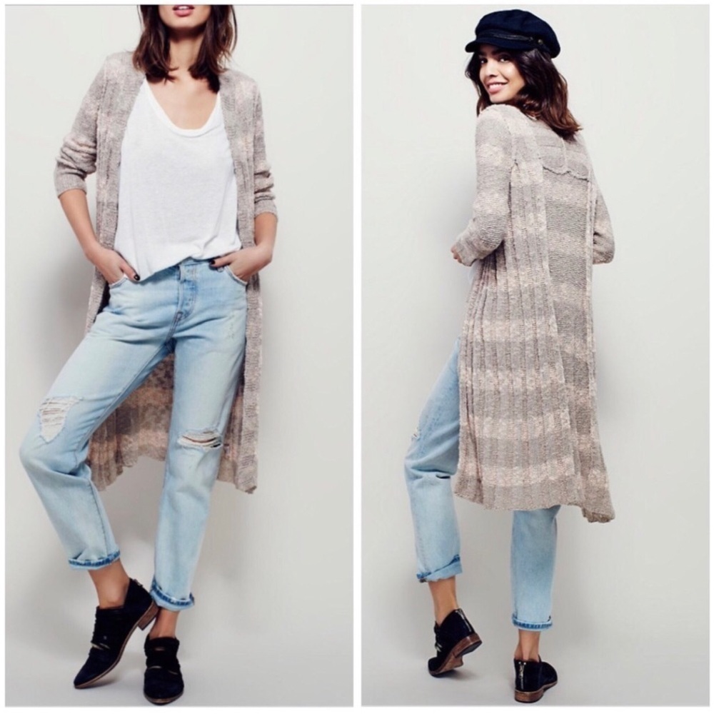 Free People Free Spirit Cardigan Duster Sweater Linen Blend size XS
